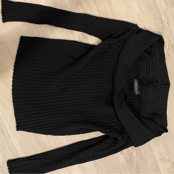 Zahra off the shoulder black ribbed top - Picture 3 of 5